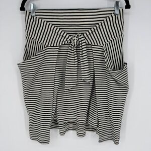 FREE PEOPLE ALL TIED UP BLACK CREAM STRIPED WAFFLE KNIT SKIRT SMALL